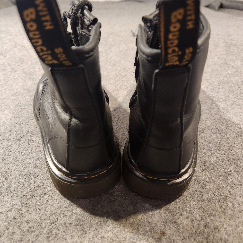 Dr Martens Boots Youth Size 2 Black Delaney Leather Lace Up Zip Ankle Combat - Picture 4 of 6